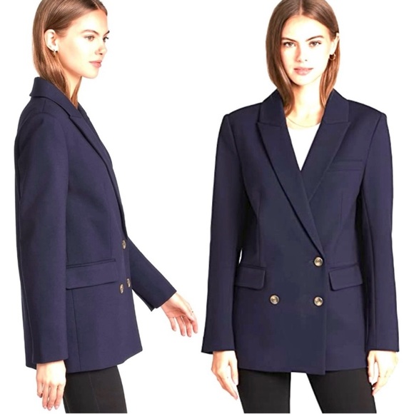 Something Navy Jackets & Blazers - Something Navy Danielle Blazer Jacket Double Breasted Suit Coat Ponte Blue M